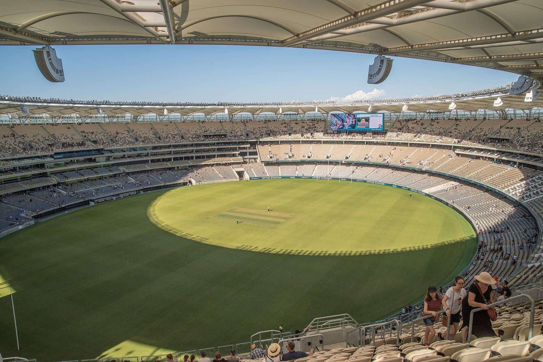 Perth Stadium lit up at its opening event